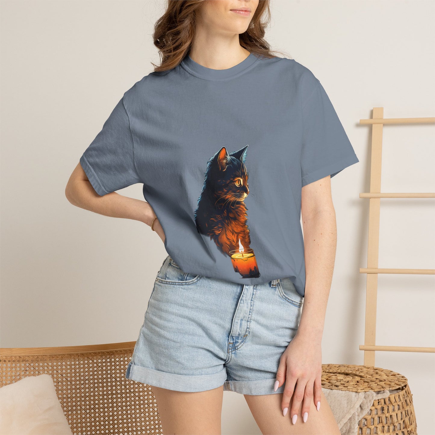 Cat by Candlelight Christmas Heavyweight Tee