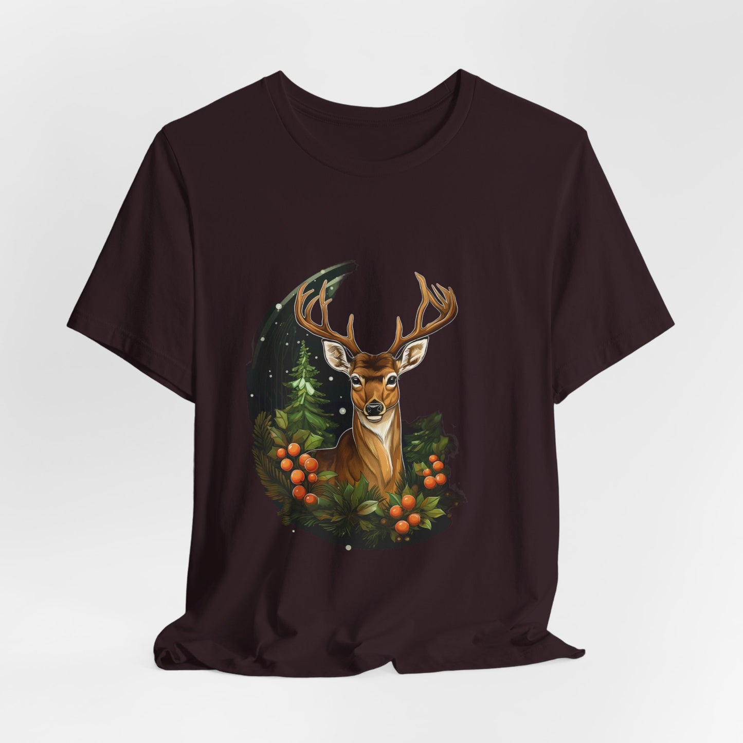 Christmas Deer T-Shirt Snowy Forest Buck Tee
