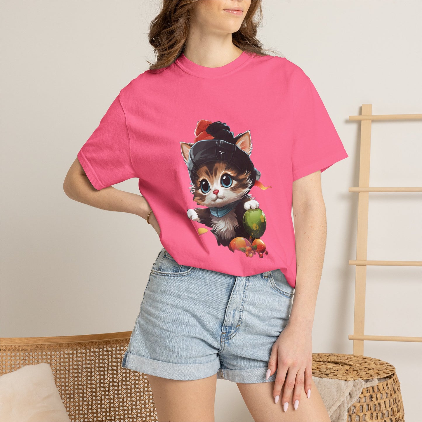 Christmas Kitten Garment-Dyed Tee Cute Cat Holiday