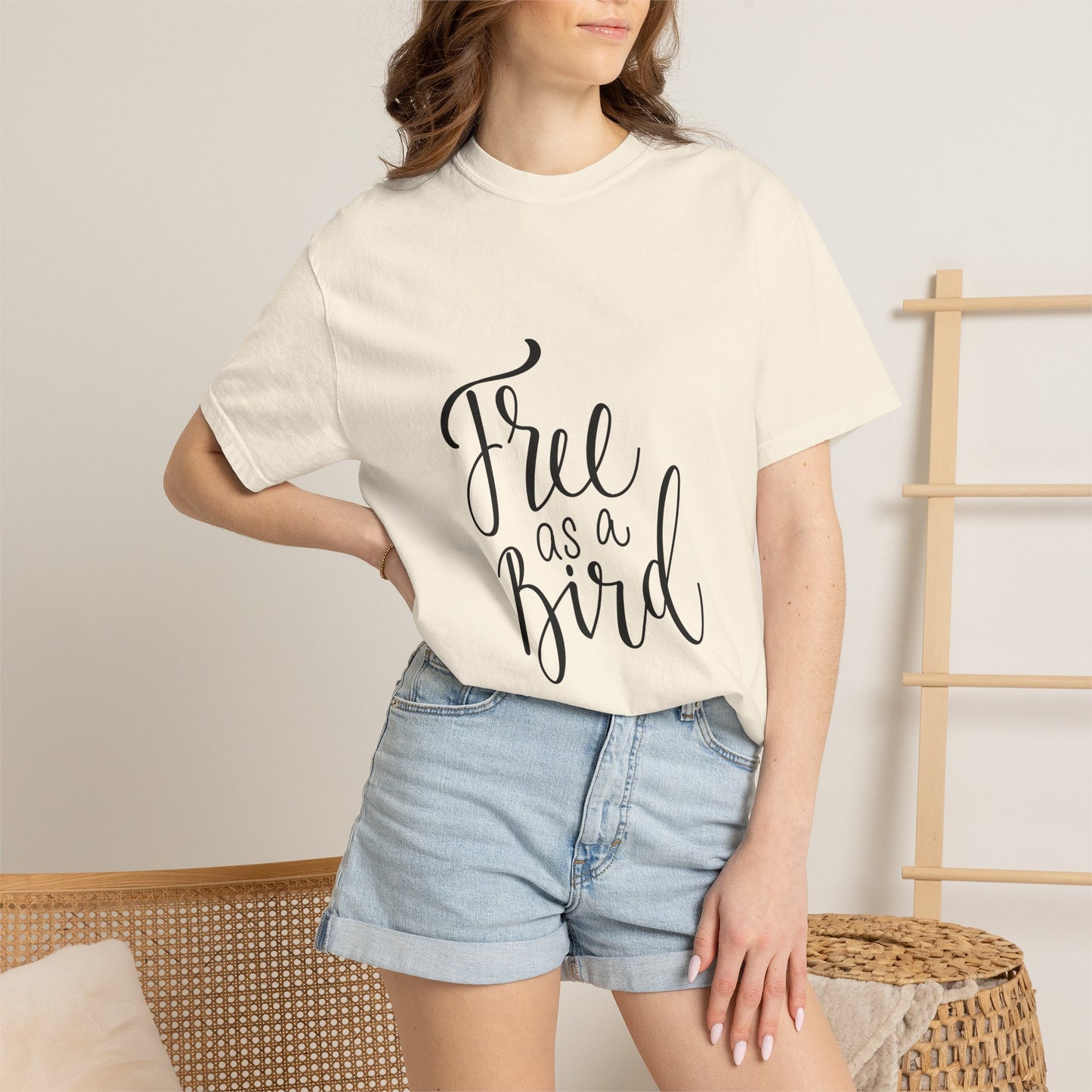 Free as a Bird Garment-Dyed Tee Calligraphy