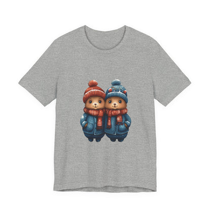 Cute Christmas Bears Couple T-Shirt Winter Snow
