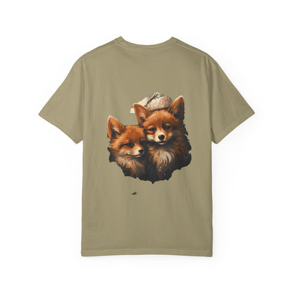 Christmas Fox Garment-Dyed Tee Cozy Winter Foxes