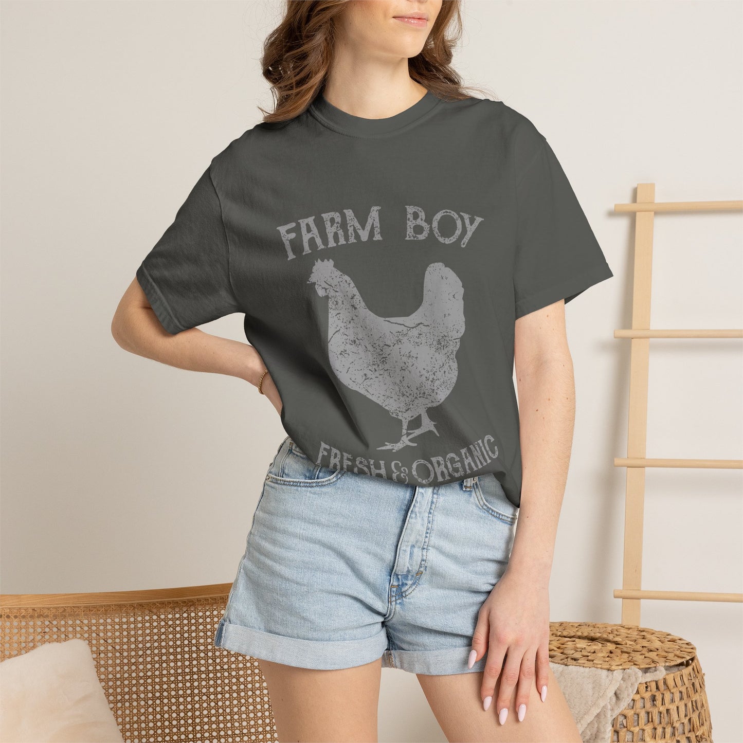 Farm Boy Rooster Garment-Dyed Heavyweight Tee
