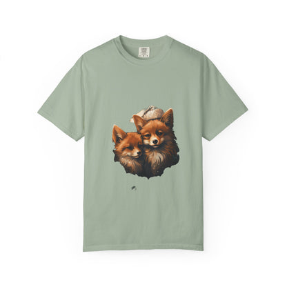 Christmas Fox Garment-Dyed Tee Cozy Winter Foxes