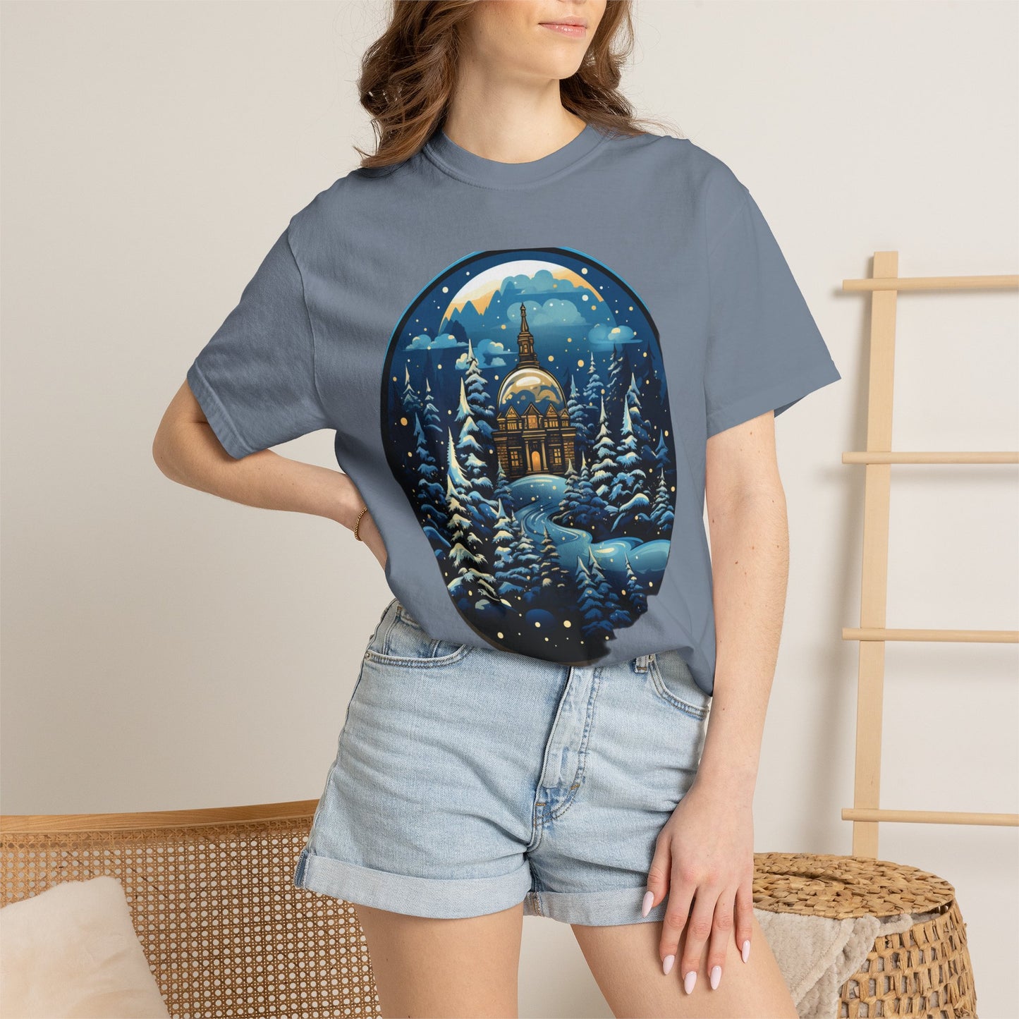 Snow Globe Christmas Heavyweight Tee Winter Village