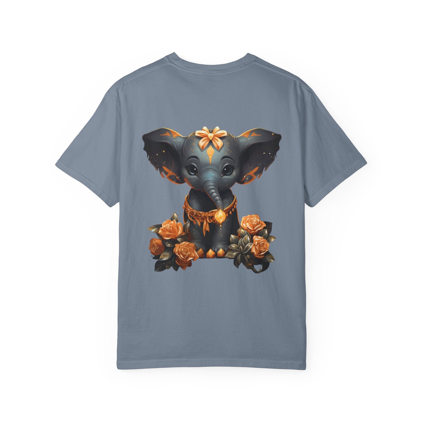 Cute Elephant Tee Gold Roses Garment-Dyed Shirt