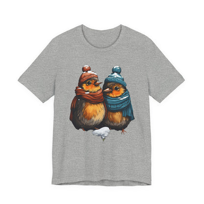 Christmas Birds T-Shirt Cozy Winter Robin Tee