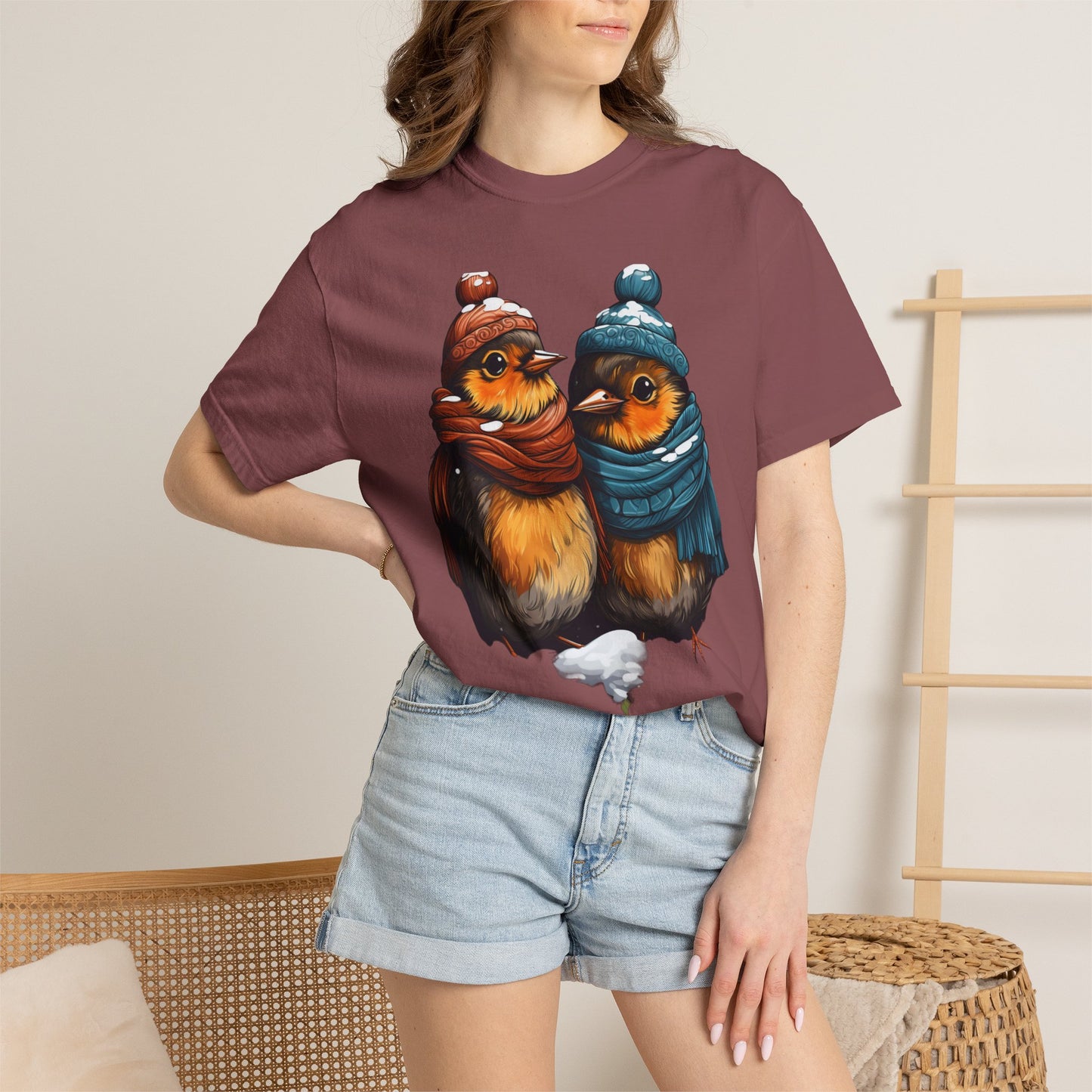 Christmas Birds Garment-Dyed Tee Cozy Robin