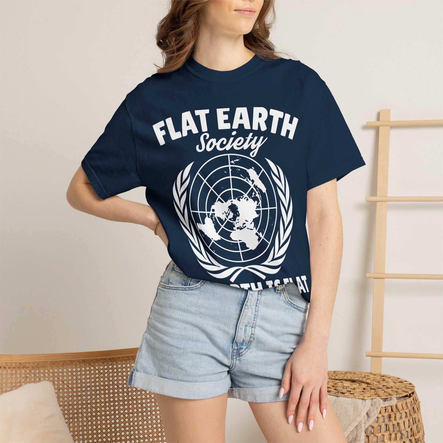 Flat Earth Society Tee - Garment-Dyed Globe Design