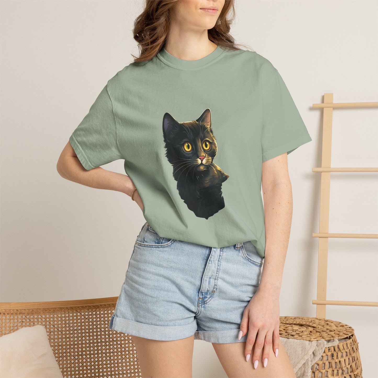 Christmas Cat in Tree Garment-Dyed Tee