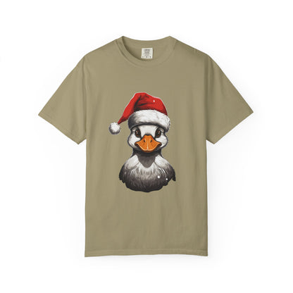 Christmas Duck Santa Hat Garment-Dyed Tee