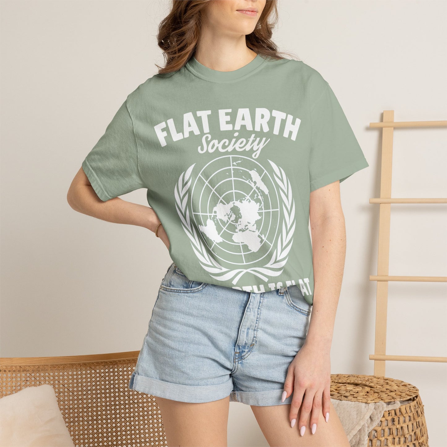 Flat Earth Society Tee - Garment-Dyed Globe Design
