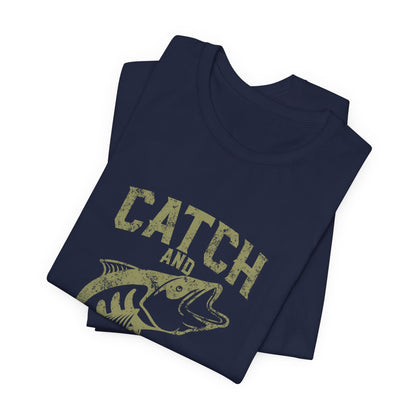 Catch and Release Fishing T-Shirt Retro Bass Tee