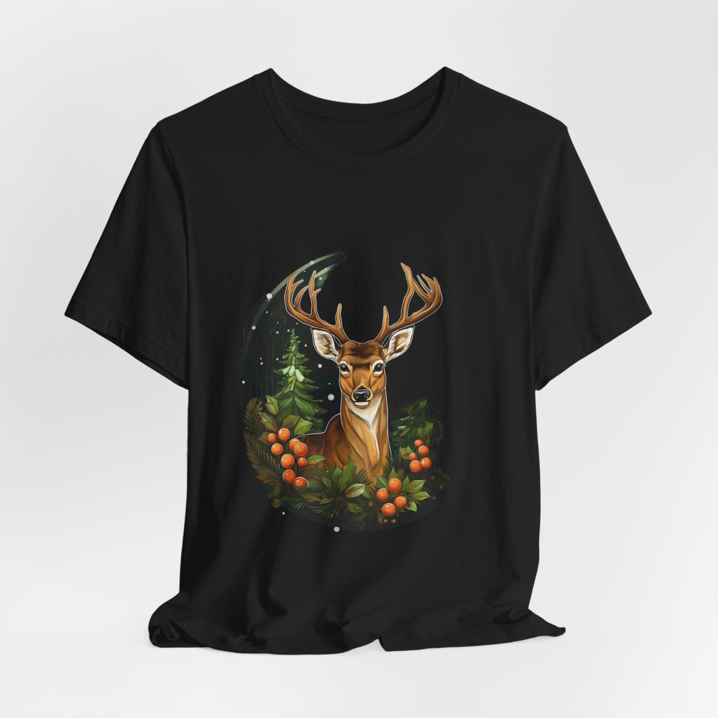 Christmas Deer T-Shirt Snowy Forest Buck Tee