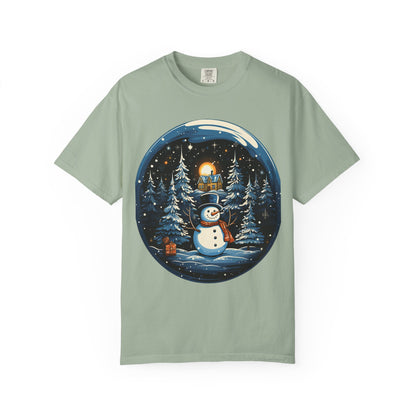 Snowman Snow Globe Christmas Heavyweight Tee