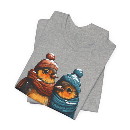 Christmas Birds T-Shirt Cozy Winter Robin Tee