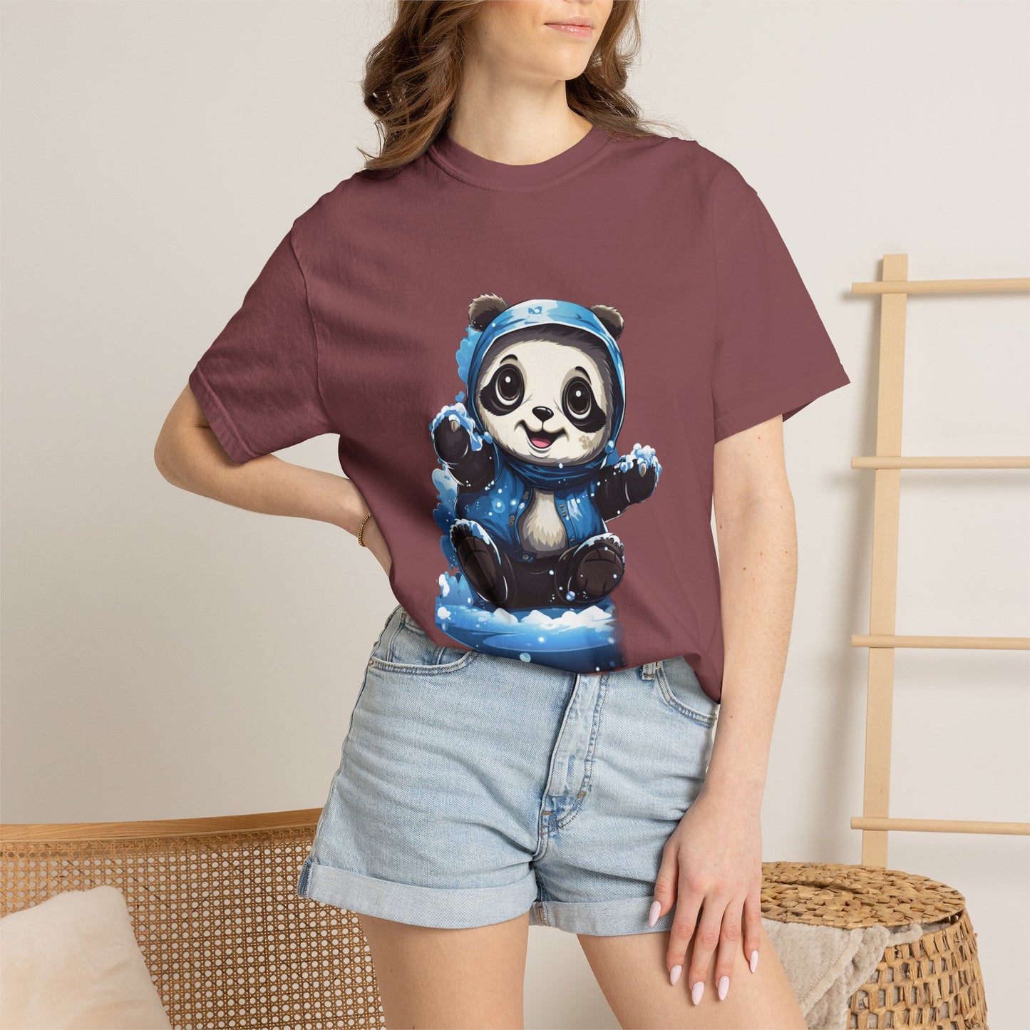 Cute Panda Snow Day Garment-Dyed Tee Winter