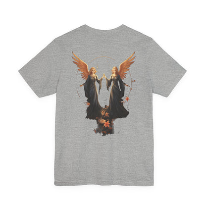 Angel T-Shirt Celestial Twin Angels Floral Gold