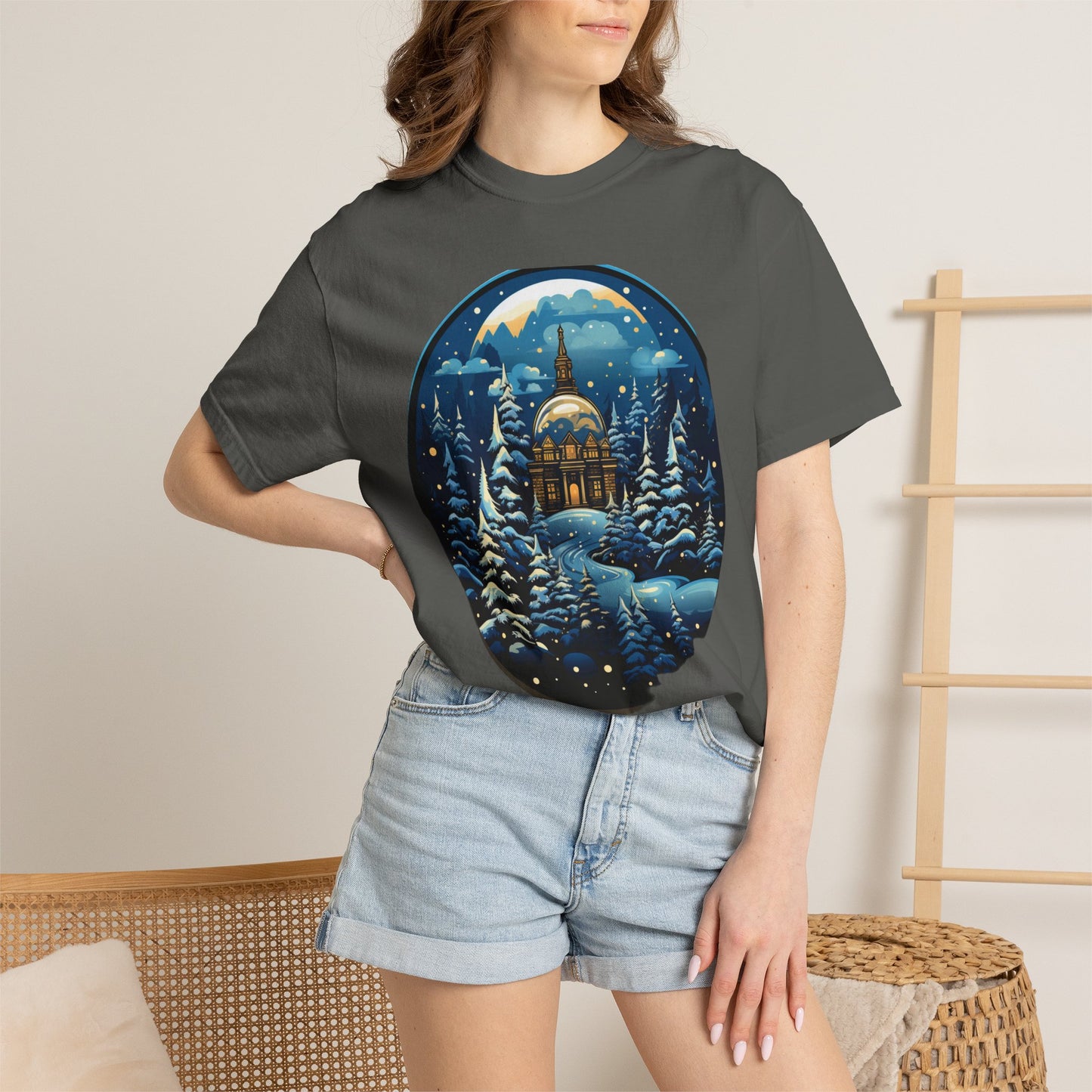 Snow Globe Christmas Heavyweight Tee Winter Village