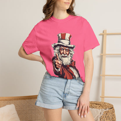 Patriotic Santa Garment-Dyed Tee Uncle Sam Christmas