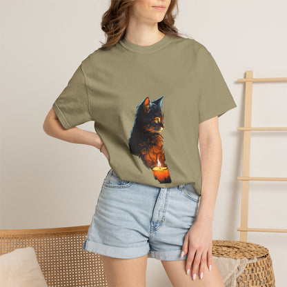 Cat by Candlelight Christmas Heavyweight Tee