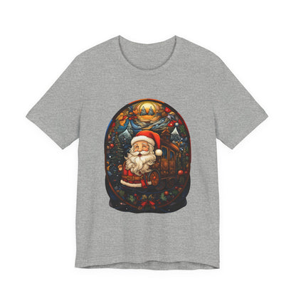 Santa Christmas Train Stained Glass T-Shirt