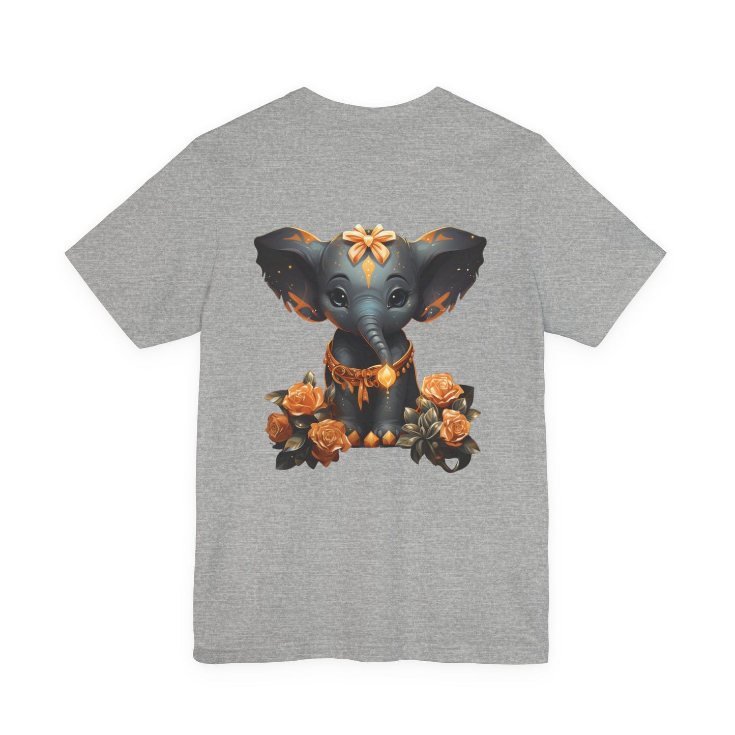 Cute Elephant T-Shirt Gold Roses Magical Art Tee