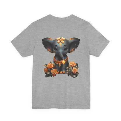 Cute Elephant T-Shirt Gold Roses Magical Art Tee