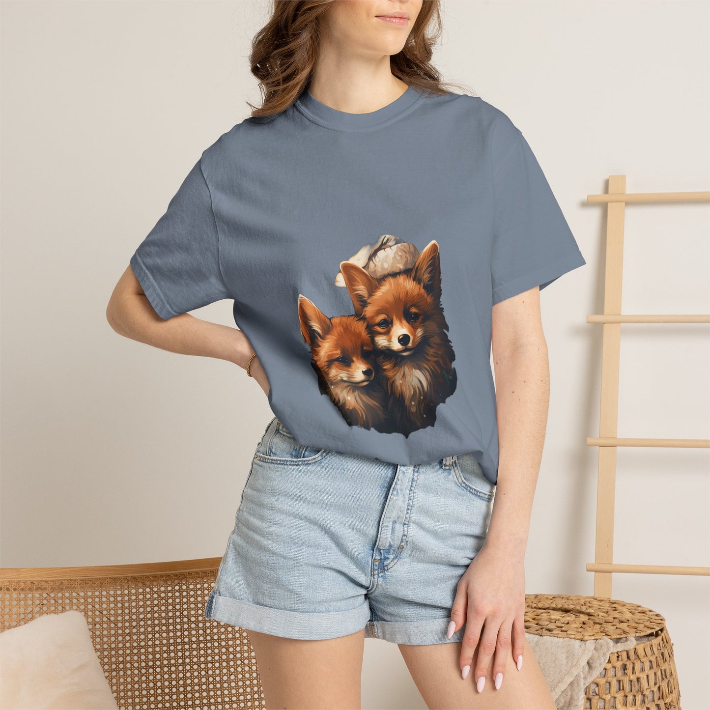 Christmas Fox Garment-Dyed Tee Cozy Winter Foxes