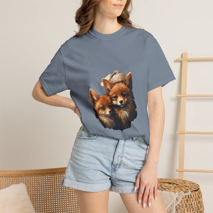 Christmas Fox Garment-Dyed Tee Cozy Winter Foxes