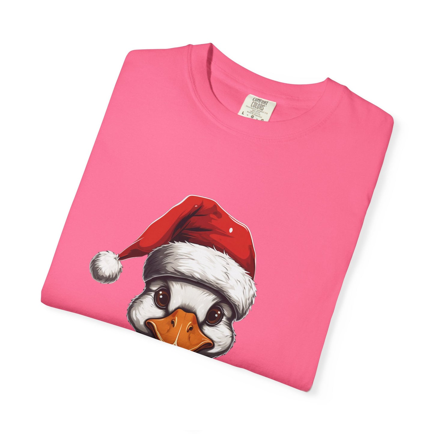 Christmas Duck Santa Hat Garment-Dyed Tee
