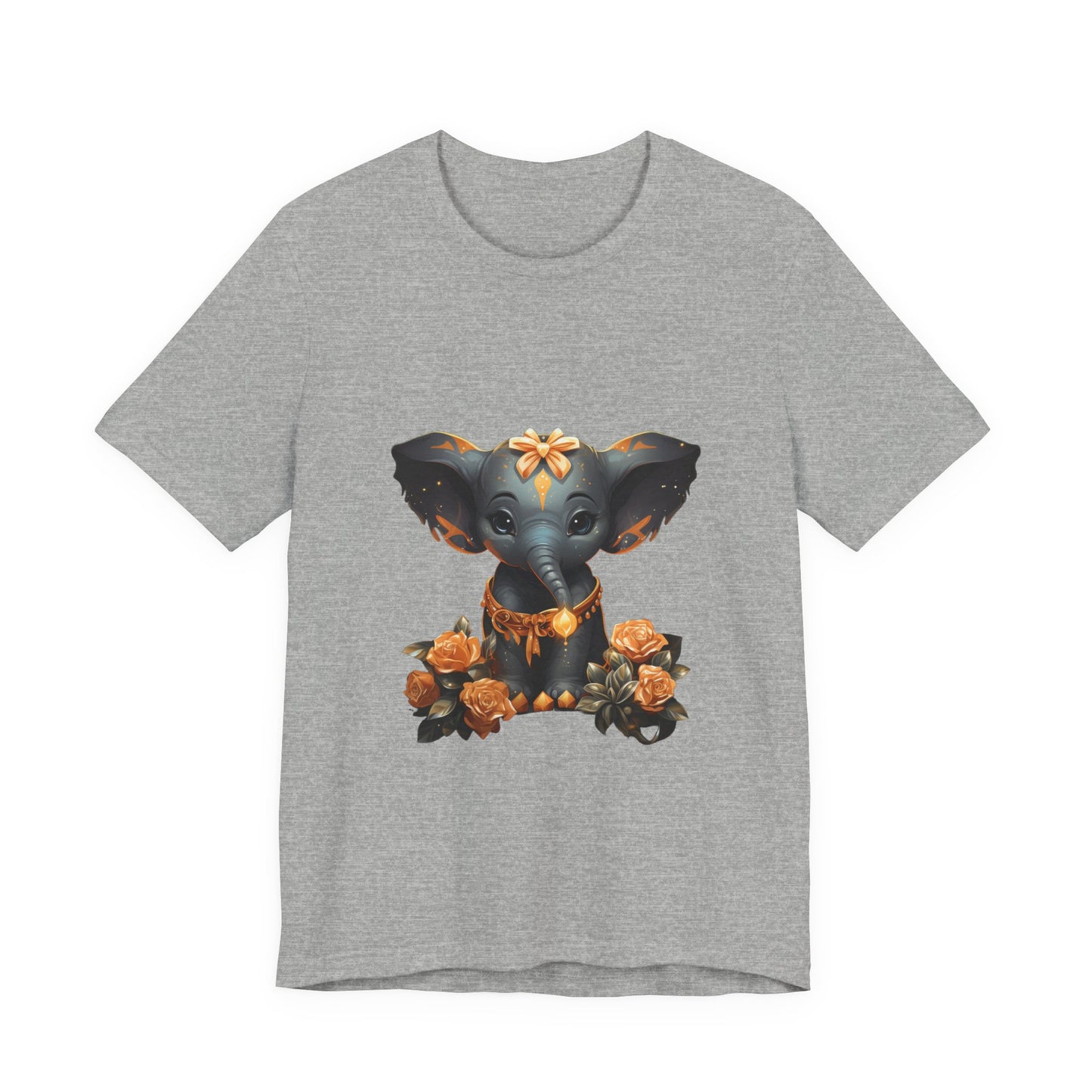Cute Elephant T-Shirt Gold Roses Magical Art Tee