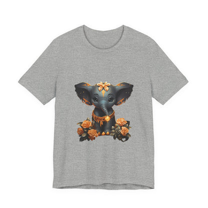Cute Elephant T-Shirt Gold Roses Magical Art Tee