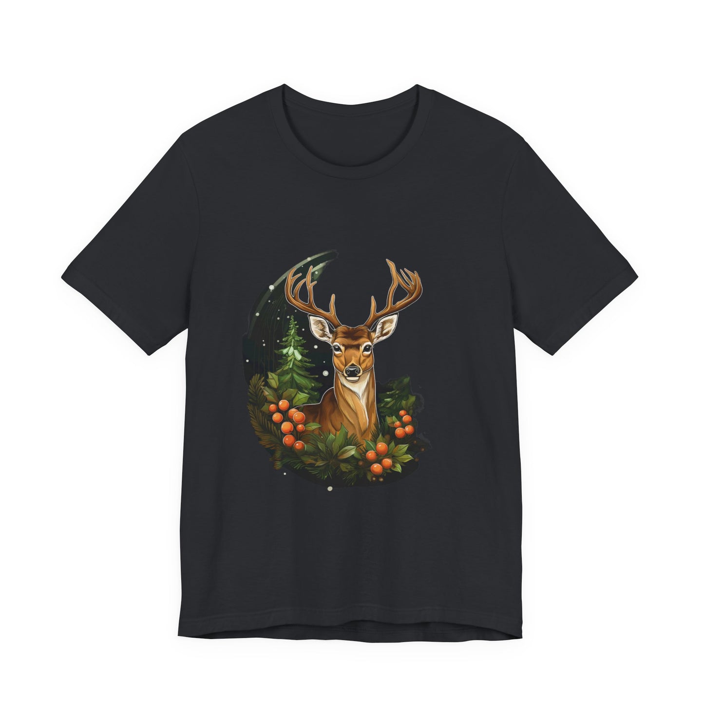 Christmas Deer T-Shirt Snowy Forest Buck Tee