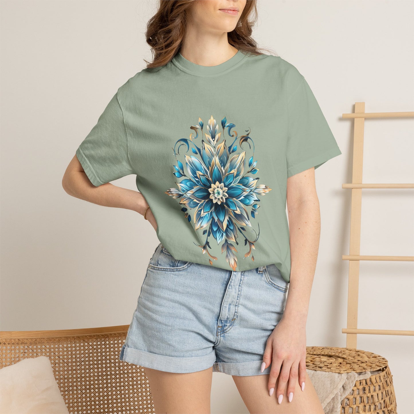 Crystal Snowflake Flower Christmas Heavyweight Tee