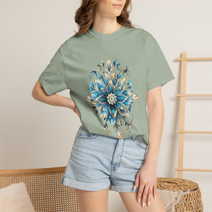 Crystal Snowflake Flower Christmas Heavyweight Tee