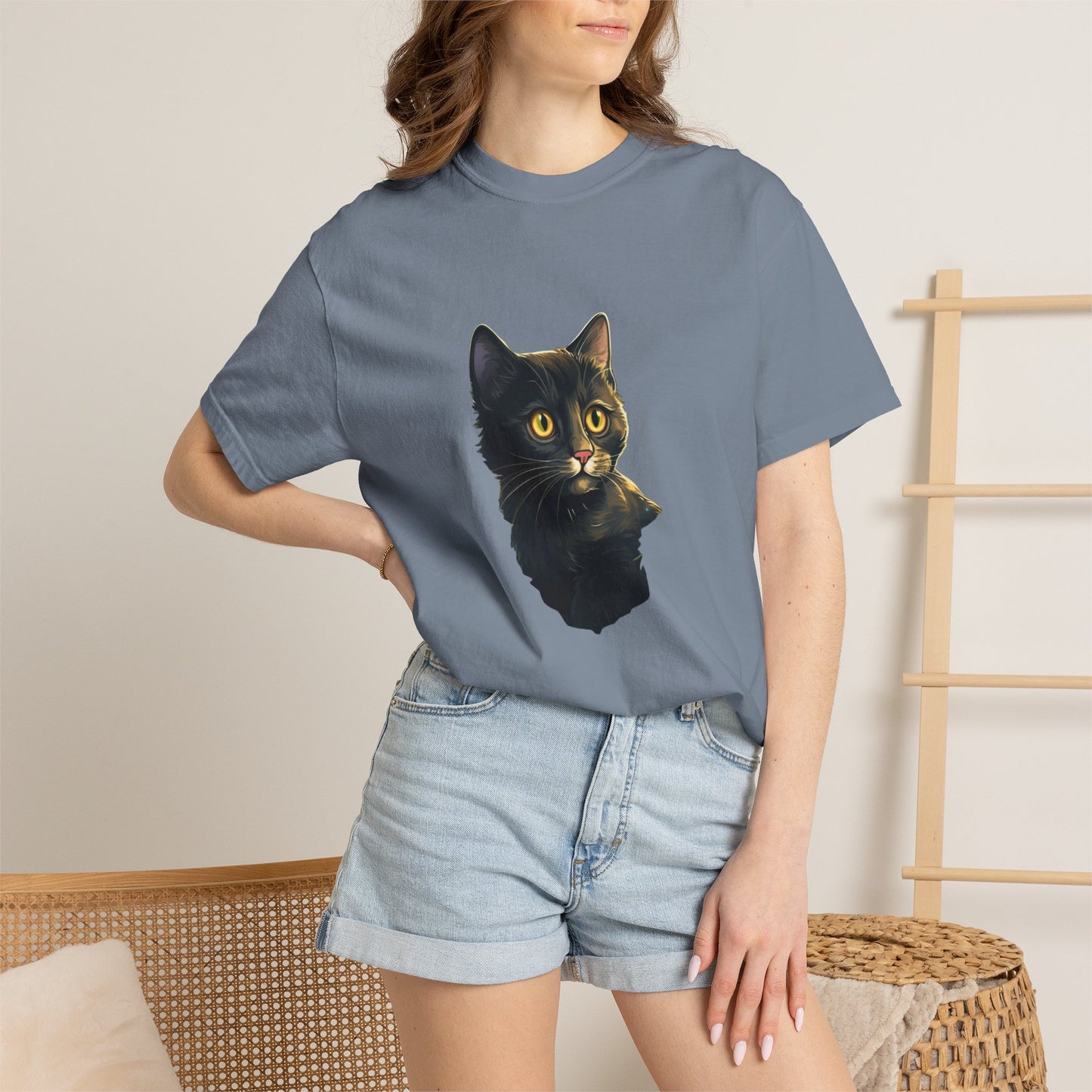 Christmas Cat in Tree Garment-Dyed Tee