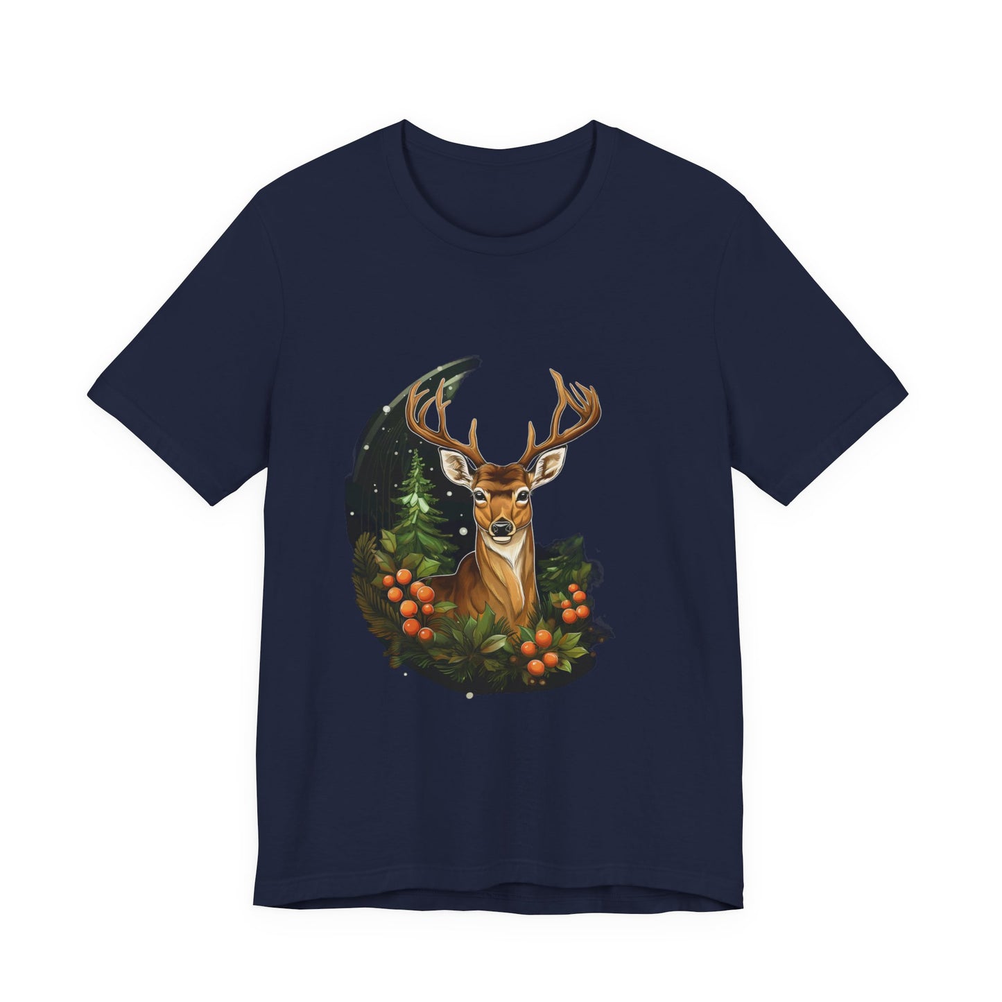 Christmas Deer T-Shirt Snowy Forest Buck Tee
