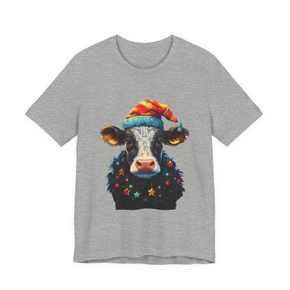 Christmas Cow Santa Hat T-Shirt Festive Farm