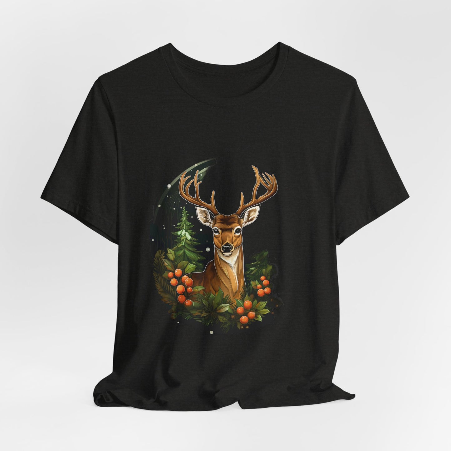 Christmas Deer T-Shirt Snowy Forest Buck Tee
