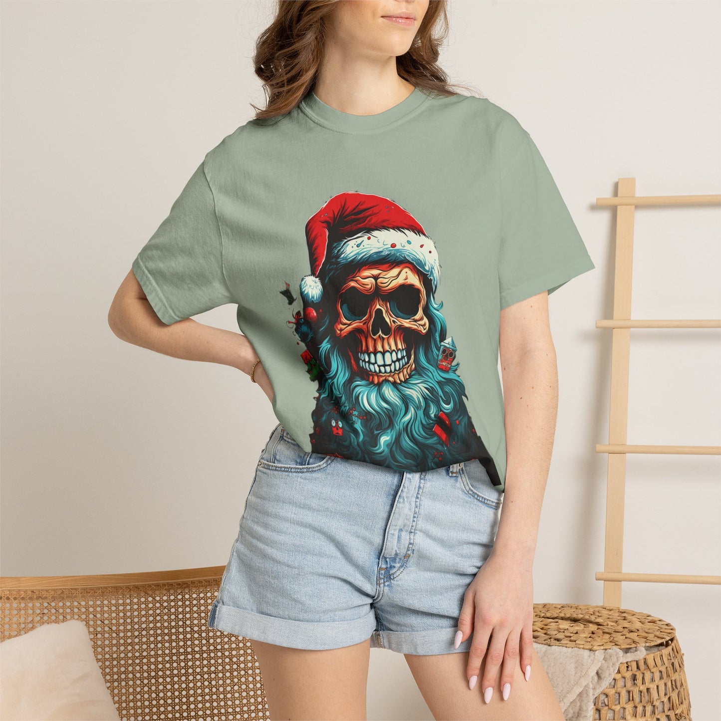 Skull Santa Christmas Garment-Dyed Tee
