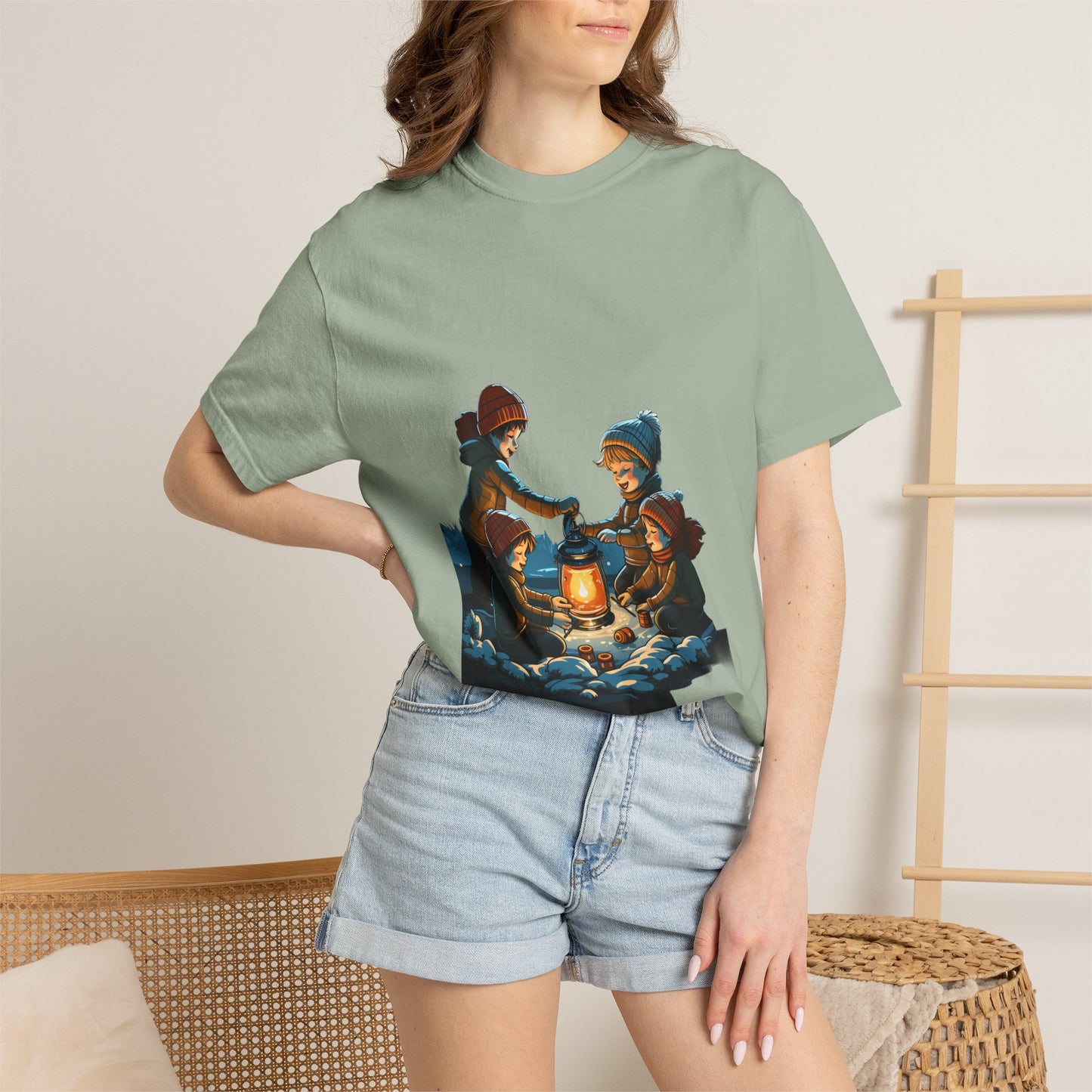 Winter Kids Lantern Christmas Heavyweight Tee