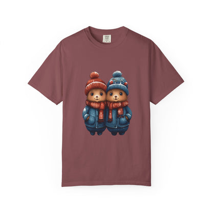 Cute Christmas Bears Couple Heavyweight Tee