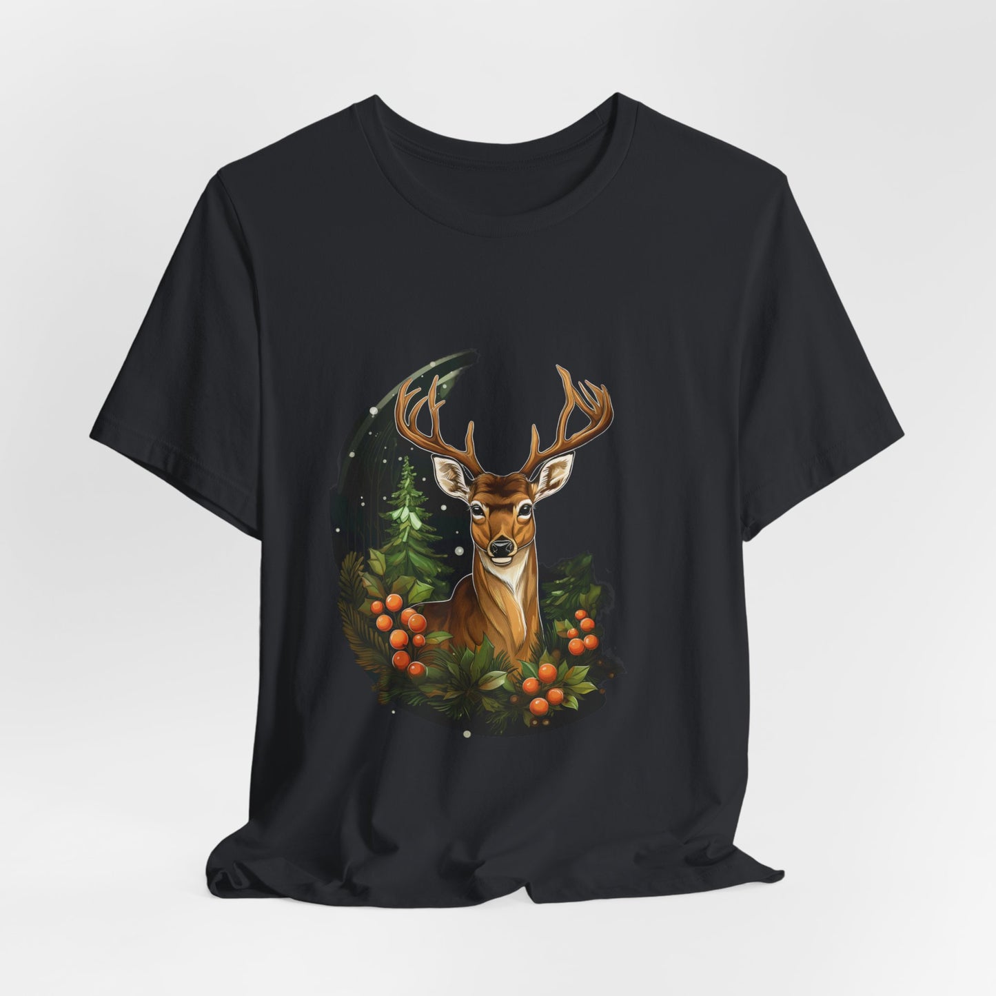 Christmas Deer T-Shirt Snowy Forest Buck Tee