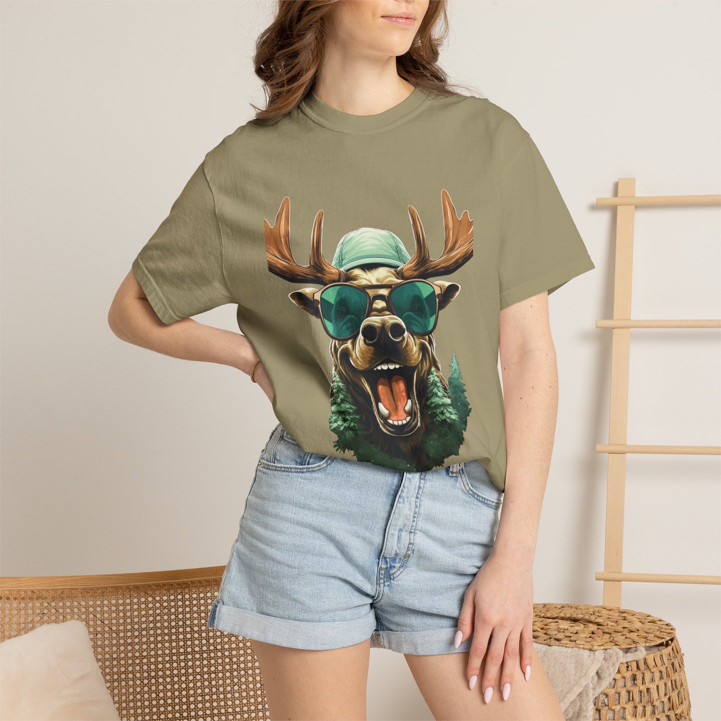 Funny Christmas Moose Garment-Dyed Tee Sunglasses