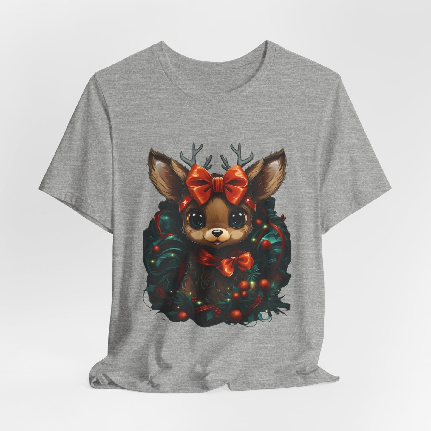 Cute Christmas Reindeer T-Shirt Holiday Bow