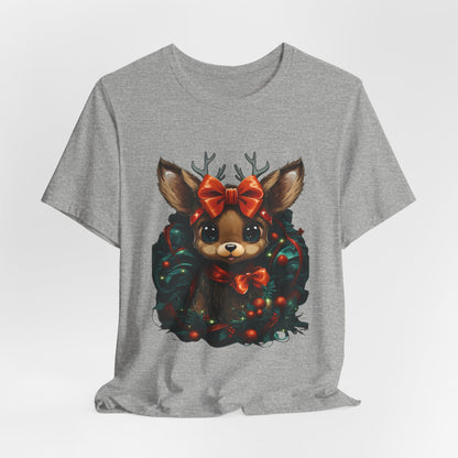 Cute Christmas Reindeer T-Shirt Holiday Bow