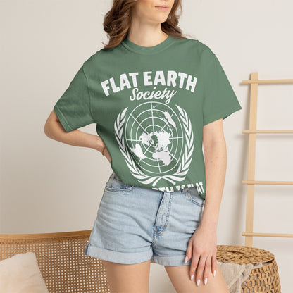 Flat Earth Society Tee - Garment-Dyed Globe Design