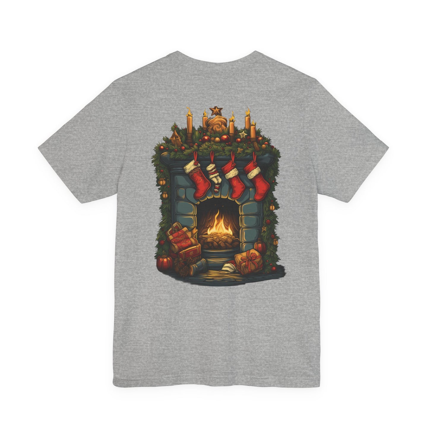 Christmas Fireplace T-Shirt Stockings Holiday Tee