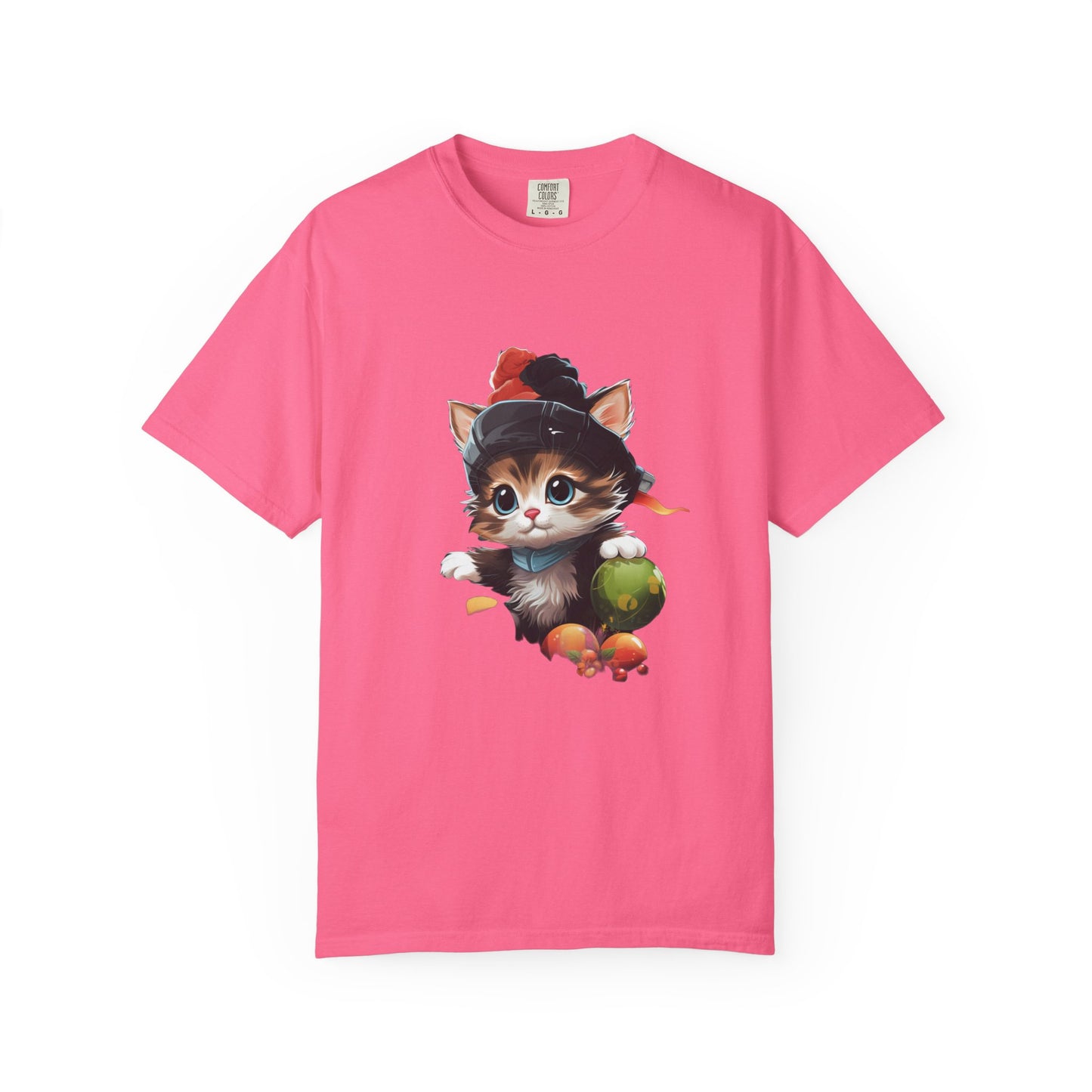 Christmas Kitten Garment-Dyed Tee Cute Cat Holiday
